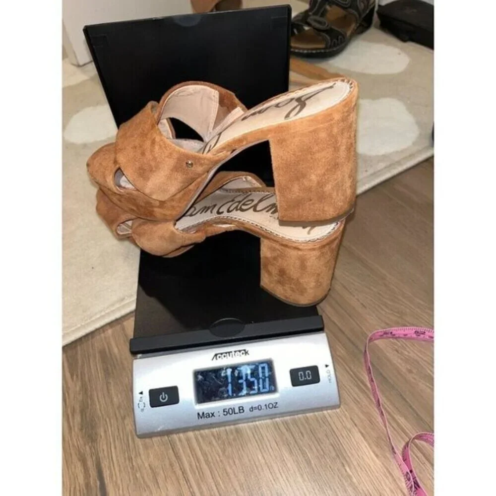 Sam Edelman Tan   Sandal Heels.  Velvet Women's Size 6.5